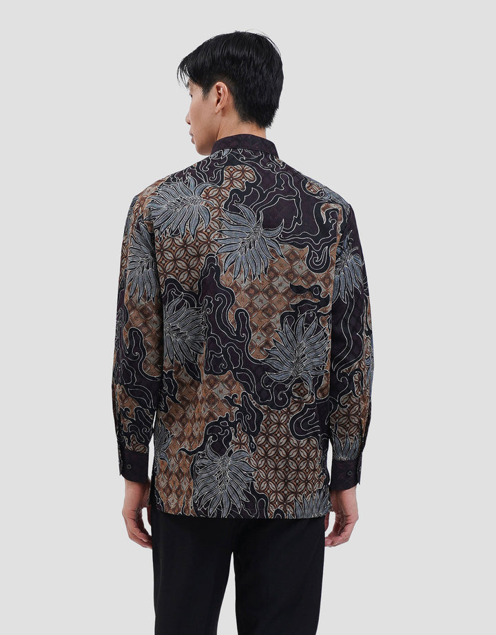 Arjuna Weda Kemeja Koko Batik Border Kawung Kemeja Batik Pria