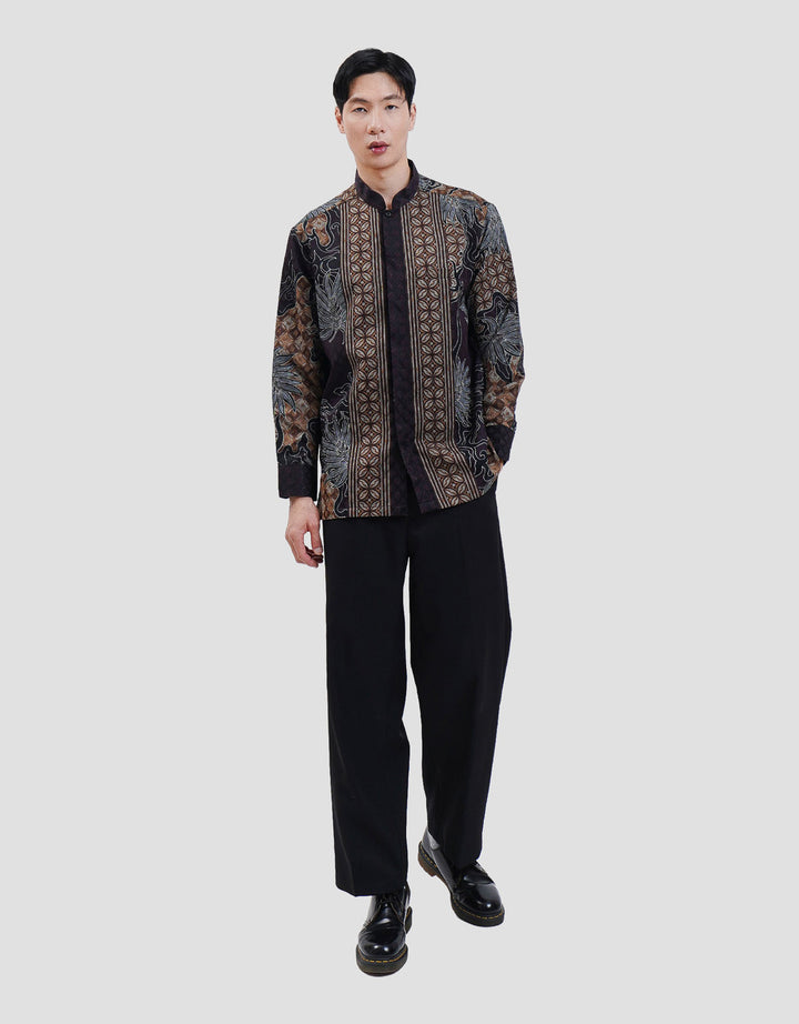 Arjuna Weda Kemeja Koko Batik Border Kawung Kemeja Batik Pria