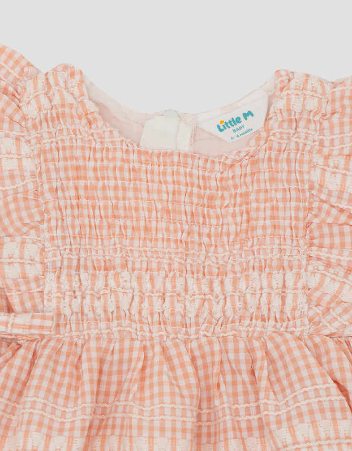 Little M Stripe Textured With Smoke Dress Bayi