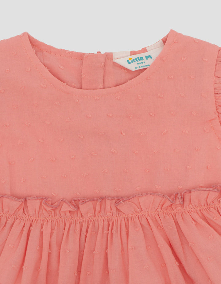 Little M Woven Textured Totol Midi Dress Bayi