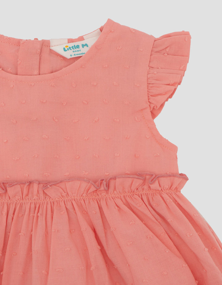 Little M Woven Textured Totol Midi Dress Bayi