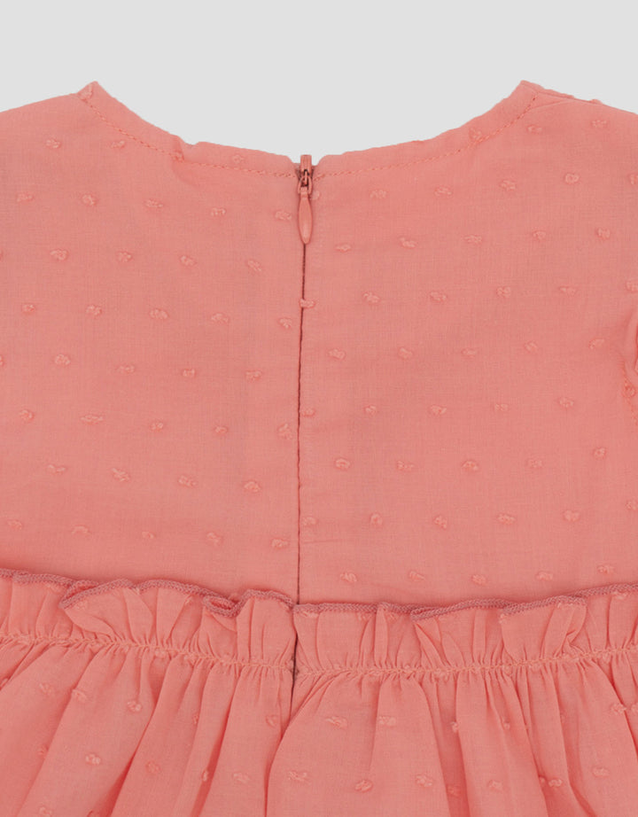 Little M Woven Textured Totol Midi Dress Bayi