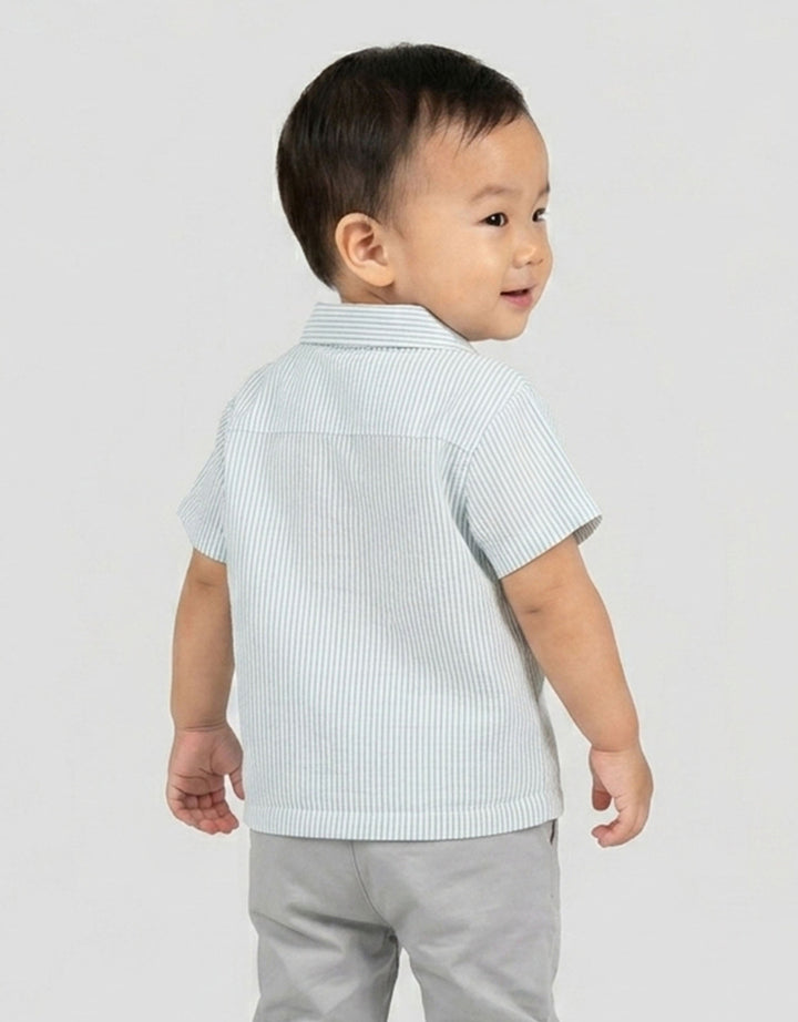 Little M Cuban Collar Double Layer Stripe Kemeja Bayi