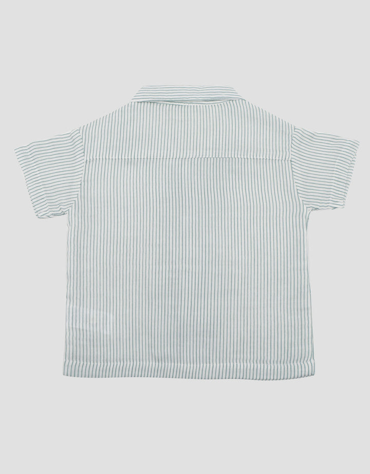 Little M Cuban Collar Double Layer Stripe Kemeja Bayi