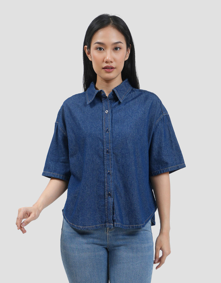 Connexion Basic Shirt Chambray Boxy Cut Kemeja Wanita