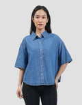 Connexion Basic Shirt Chambray Boxy Cut Kemeja Wanita