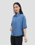 Connexion Basic Shirt Chambray Boxy Cut Kemeja Wanita