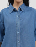 Connexion Basic Shirt Chambray Boxy Cut Kemeja Wanita