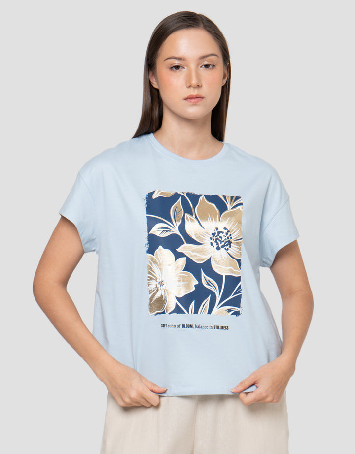 Connexion Block Print Bunga Kaos Wanita