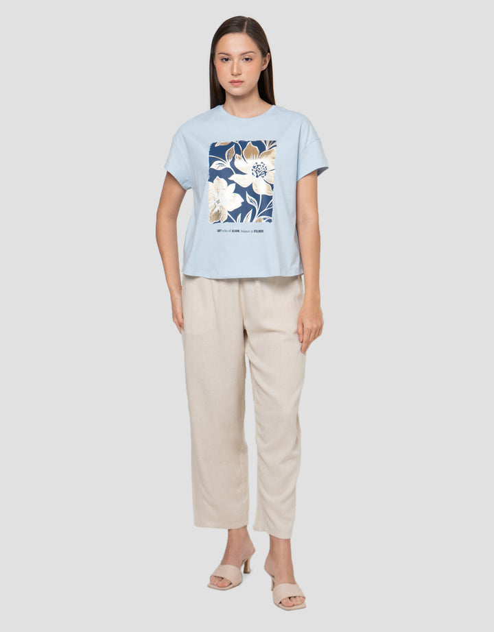Connexion Block Print Bunga Kaos Wanita