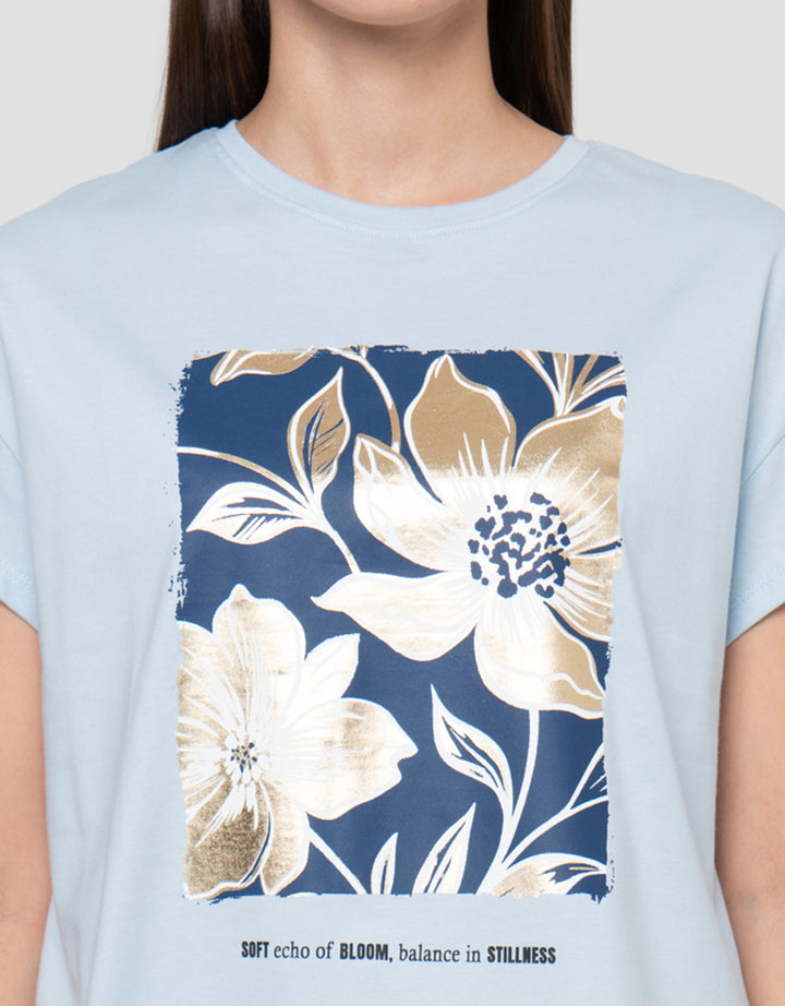 Connexion Block Print Bunga Kaos Wanita