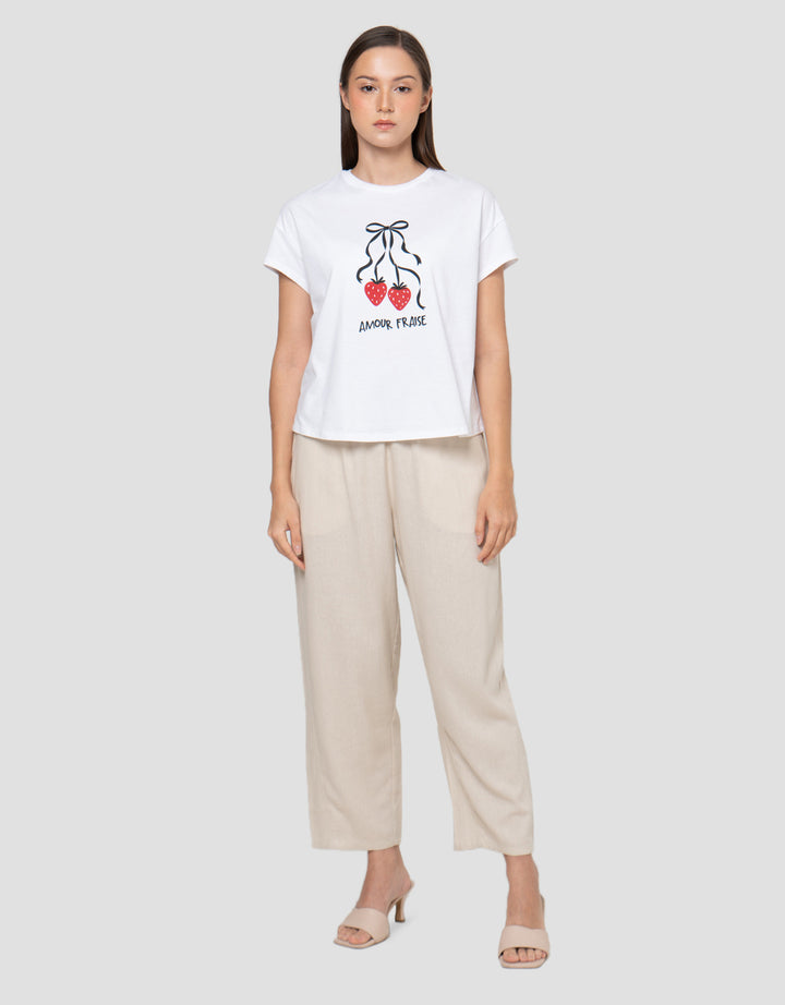 Connexion Strawberry Bow Kaos Wanita