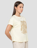 Connexion Foil Blok Flower Kaos Lengan Pendek Wanita