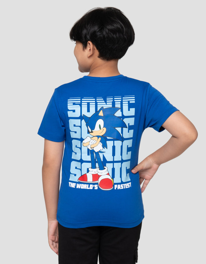 Character Sonics Fastest Print Kaos Anak Laki-Laki
