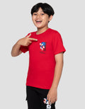 Character Sonics On Red Print Kaos Anak Laki-Laki