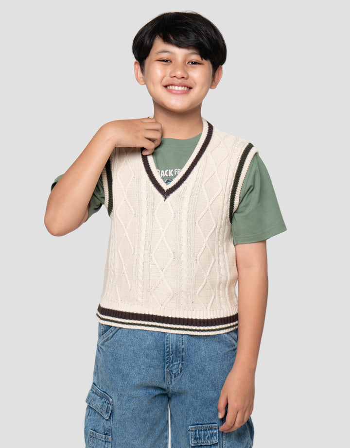 Nevada V Neck Flat Knit Vest Anak Laki-Laki
