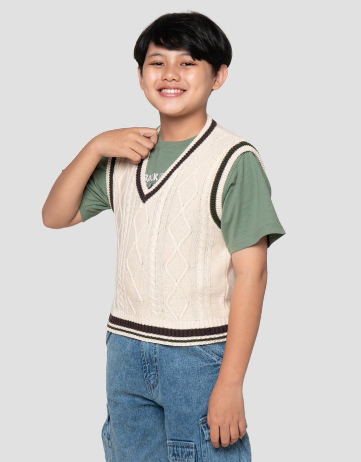 Nevada V Neck Flat Knit Vest Anak Laki-Laki