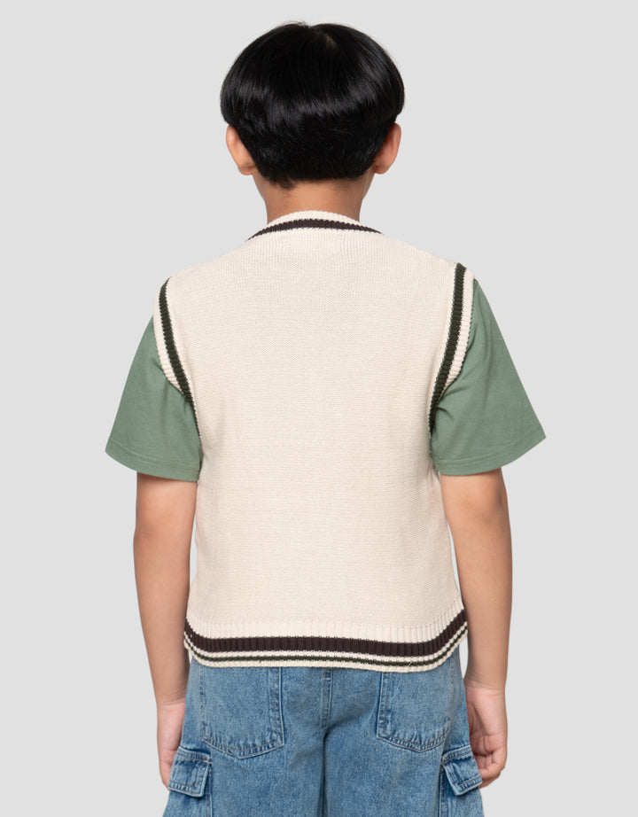 Nevada V Neck Flat Knit Vest Anak Laki-Laki