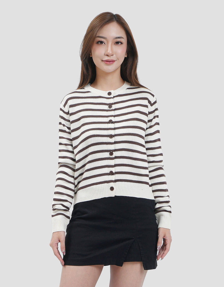 Nevada Flat Knit Stripe Cardigan Wanita