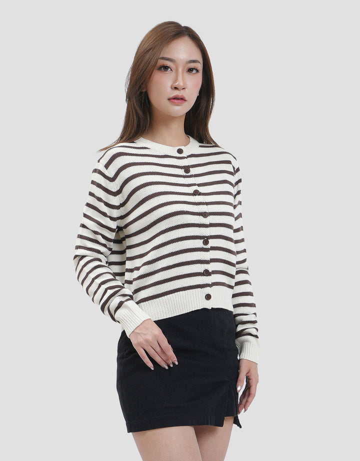 Nevada Flat Knit Stripe Cardigan Wanita