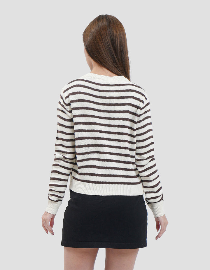Nevada Flat Knit Stripe Cardigan Wanita