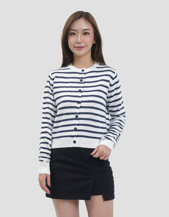 Nevada Flat Knit Stripe Cardigan Wanita