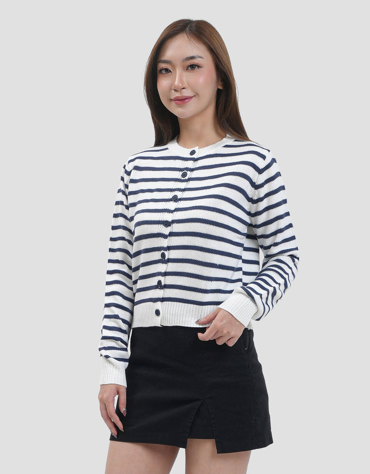 Nevada Flat Knit Stripe Cardigan Wanita