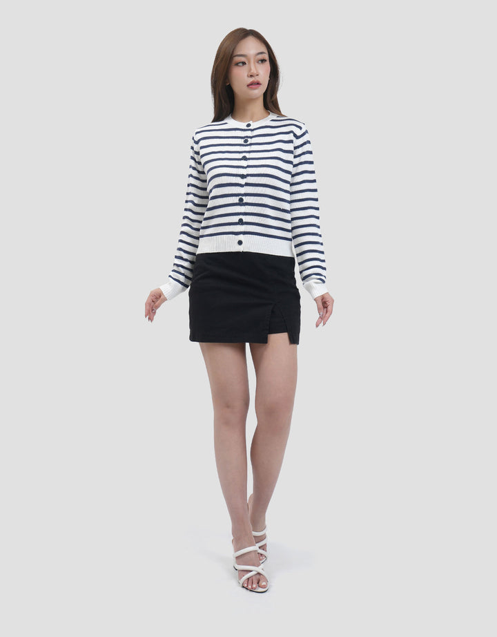 Nevada Flat Knit Stripe Cardigan Wanita