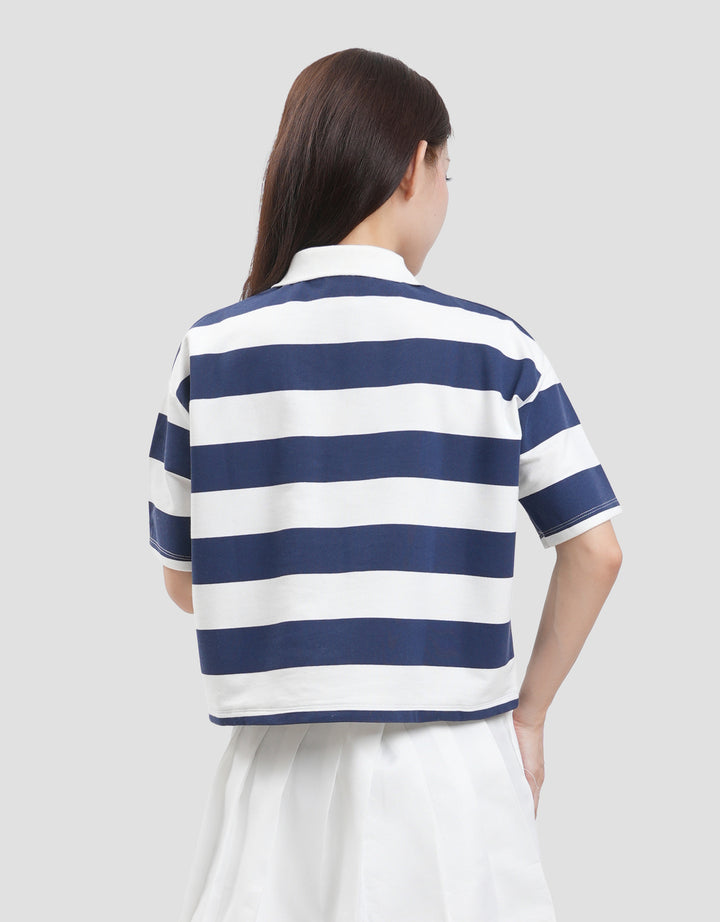 Nevada Print Stripe Minions Kaos Polo Wanita