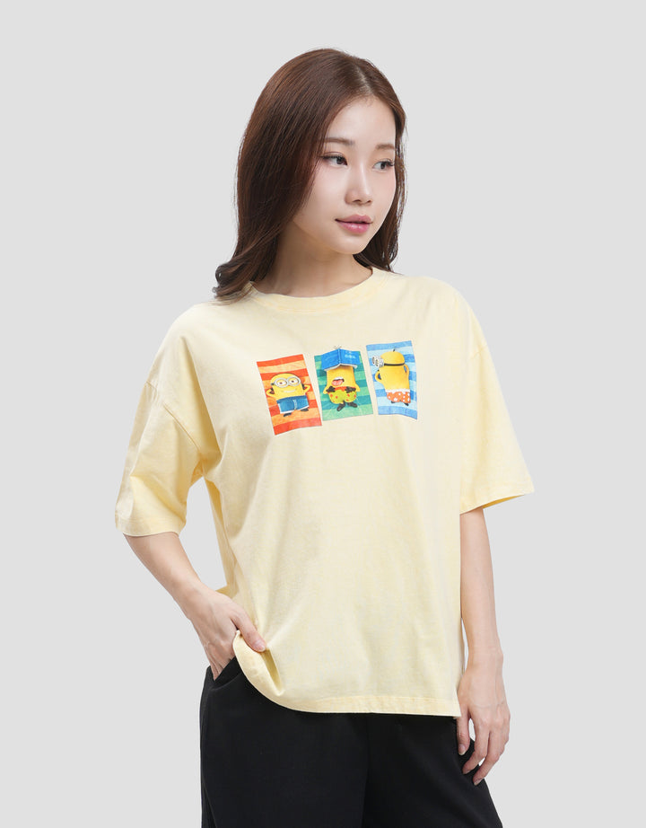 Nevada Print Wash Minions Kaos Oversize Wanita