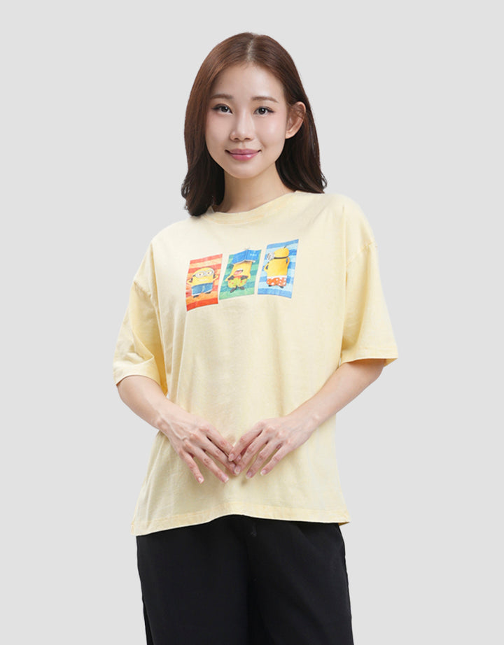 Nevada Print Wash Minions Kaos Oversize Wanita