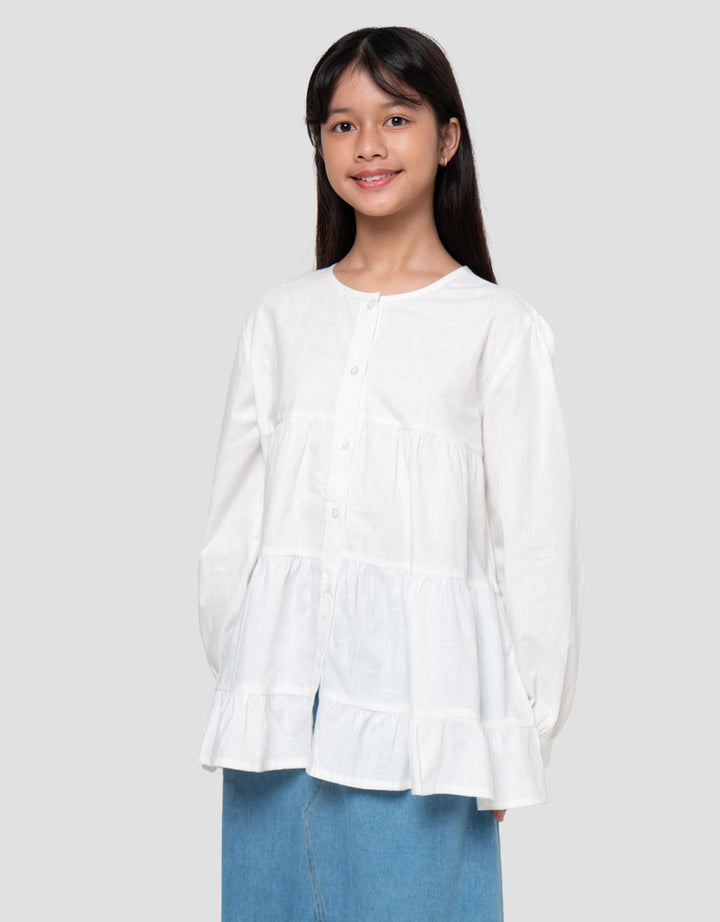Nevada Tiered Kerah Shanghai Mastier Blouse Anak Perempuan