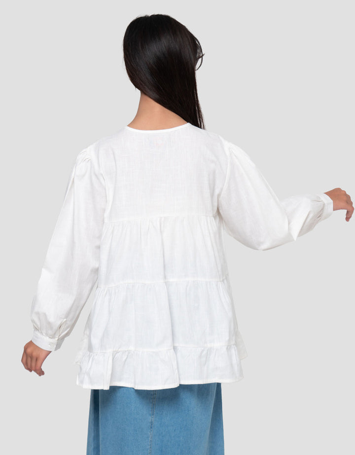 Nevada Tiered Kerah Shanghai Mastier Blouse Anak Perempuan