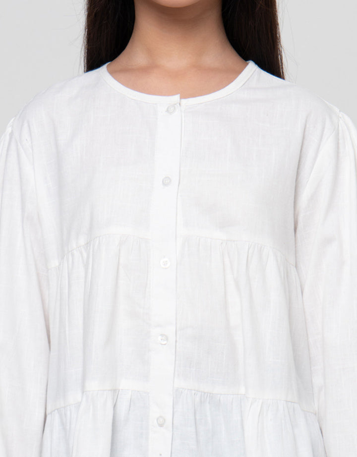 Nevada Tiered Kerah Shanghai Mastier Blouse Anak Perempuan