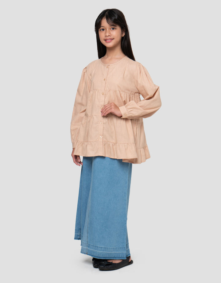 Nevada Tiered Kerah Shanghai Mastier Blouse Anak Perempuan
