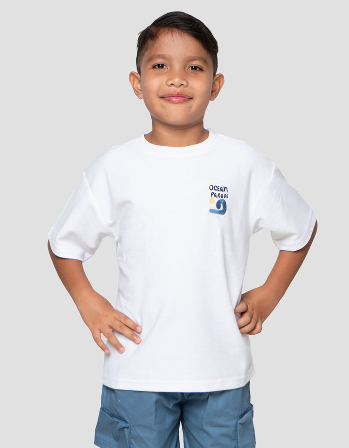 Little M Terry Ocean Print Kaos Oversize Anak Laki-Laki