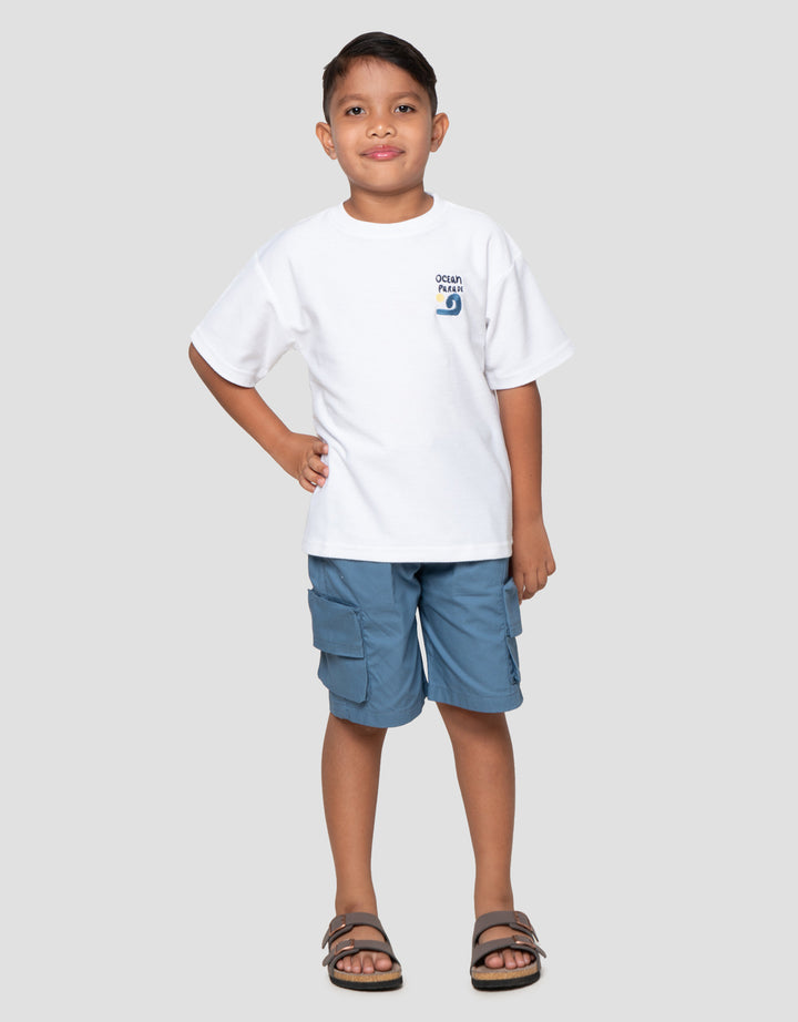 Little M Terry Ocean Print Kaos Oversize Anak Laki-Laki