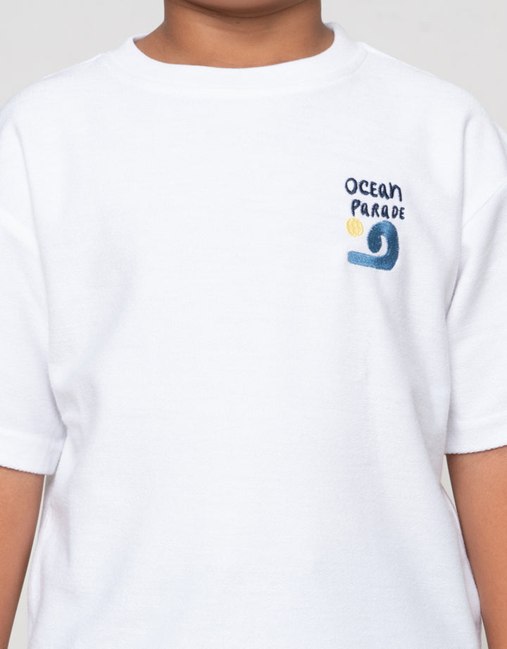Little M Terry Ocean Print Kaos Oversize Anak Laki-Laki