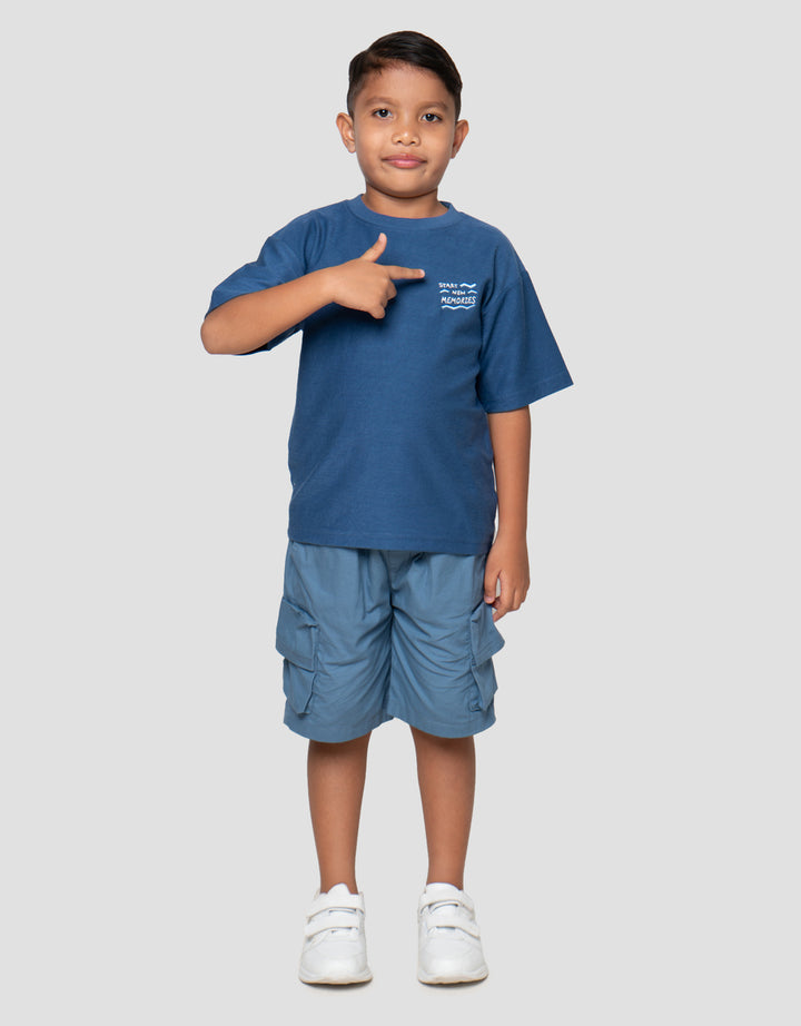 Little M Terry New Memories Print Kaos Oversize Anak Laki-Laki
