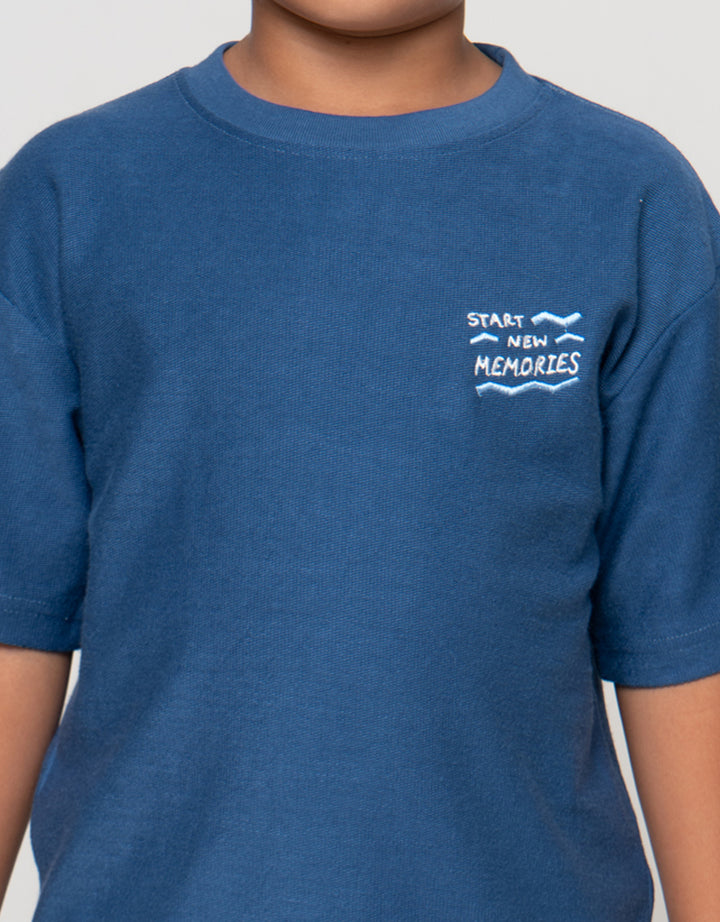 Little M Terry New Memories Print Kaos Oversize Anak Laki-Laki