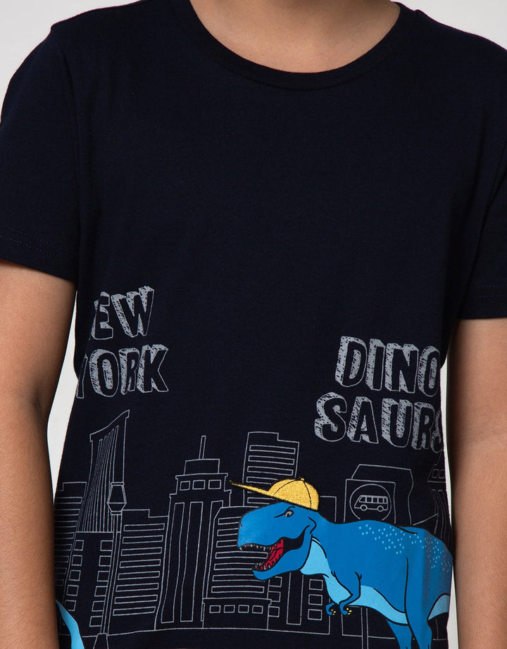 Little M Dino And City Kids T-Shirt