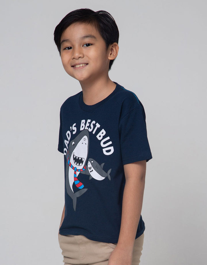 Little M Short Sleeve T-Shirt Shark Dad Best Bud