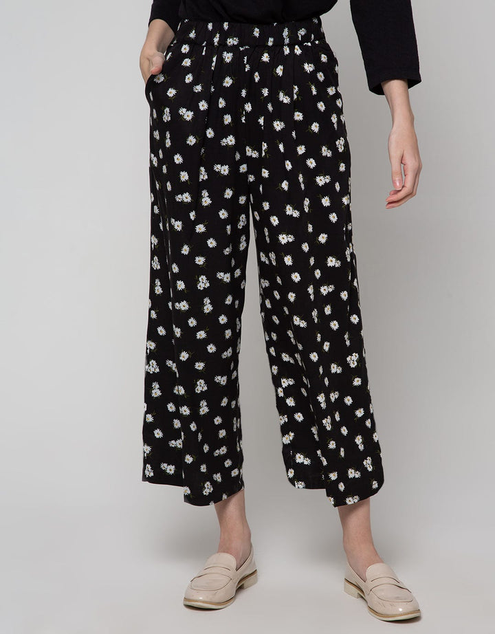 Details Long Pants Pull On Wide Leg Trousers With Floral