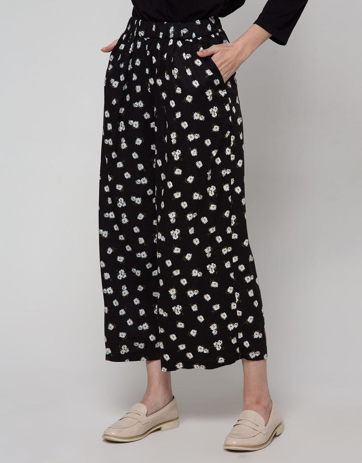 Details Long Pants Pull On Wide Leg Trousers With Floral