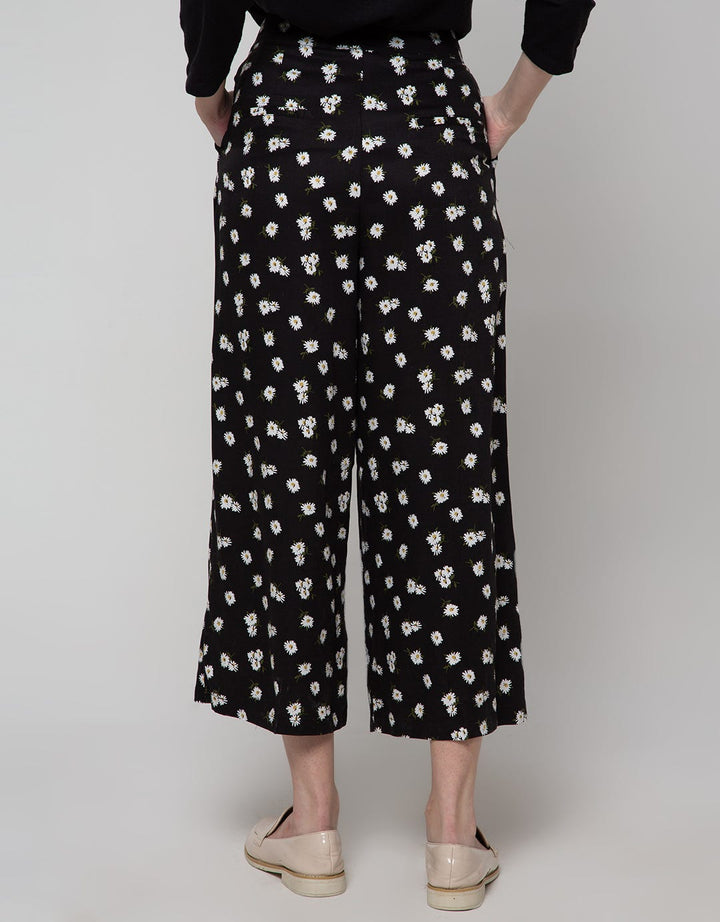 Details Long Pants Pull On Wide Leg Trousers With Floral