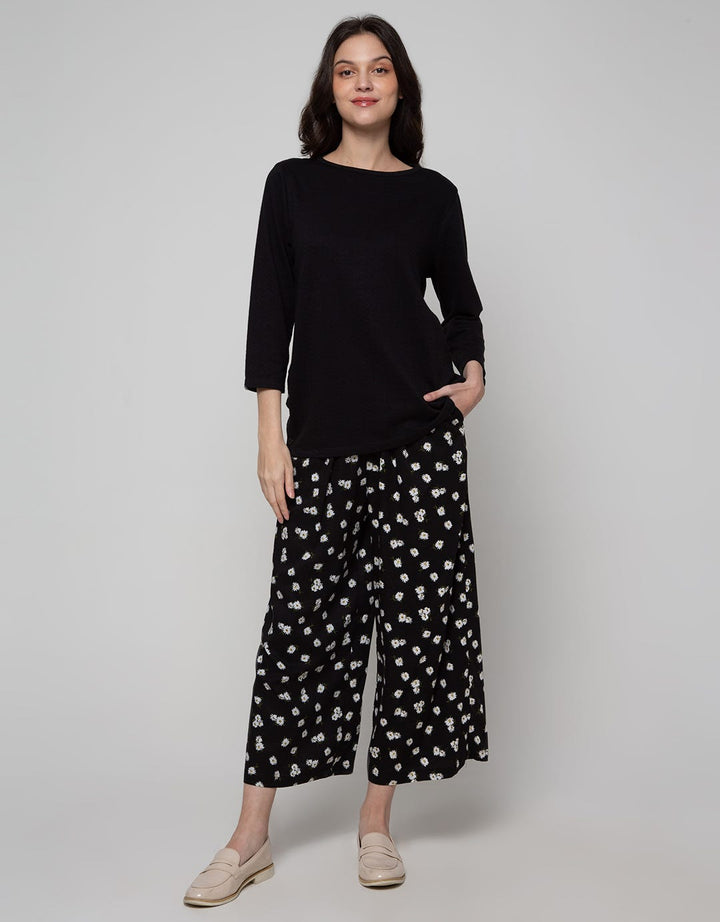 Details Long Pants Pull On Wide Leg Trousers With Floral
