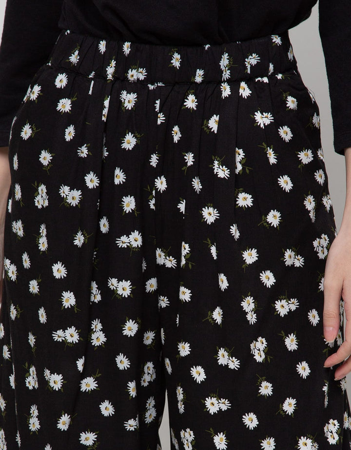 Details Long Pants Pull On Wide Leg Trousers With Floral