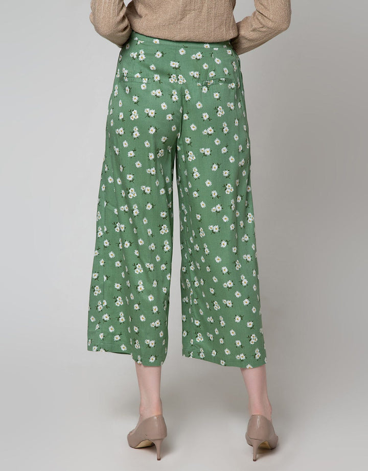 Details Long Pants Pull On Wide Leg Trousers With Floral