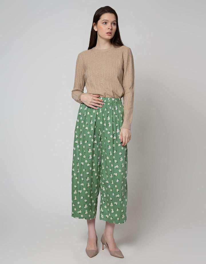 Details Long Pants Pull On Wide Leg Trousers With Floral