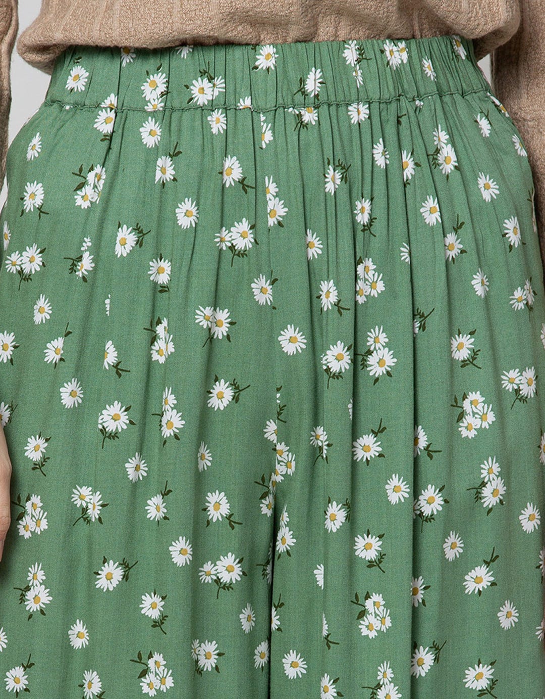 Details Long Pants Pull On Wide Leg Trousers With Floral